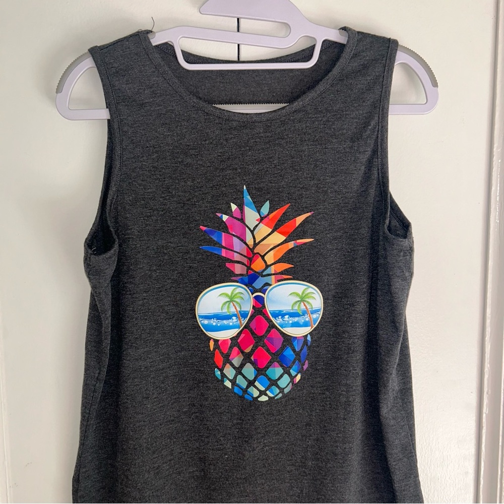 Dark Grey Pinapple Graphic Tank Top Size Large